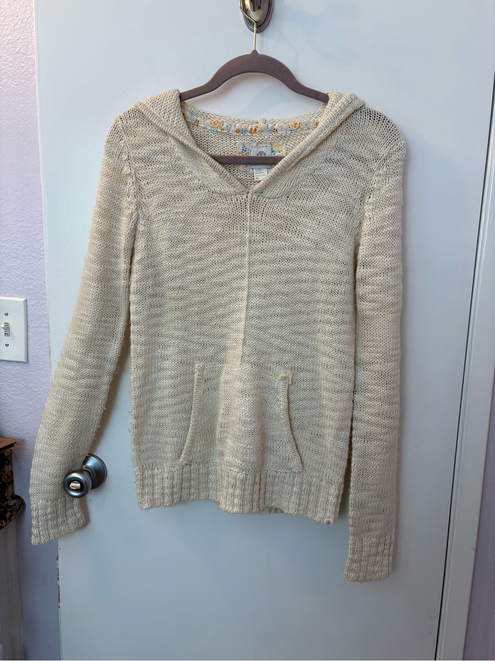 Element Light Cream Hooded Knit Sweater - Medium-•Like New•